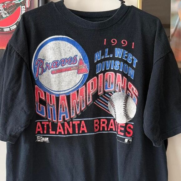 Vintage Salem Sportswear Atlanta Braves 1991 NL West Champions Tee - Picture 2 of 5